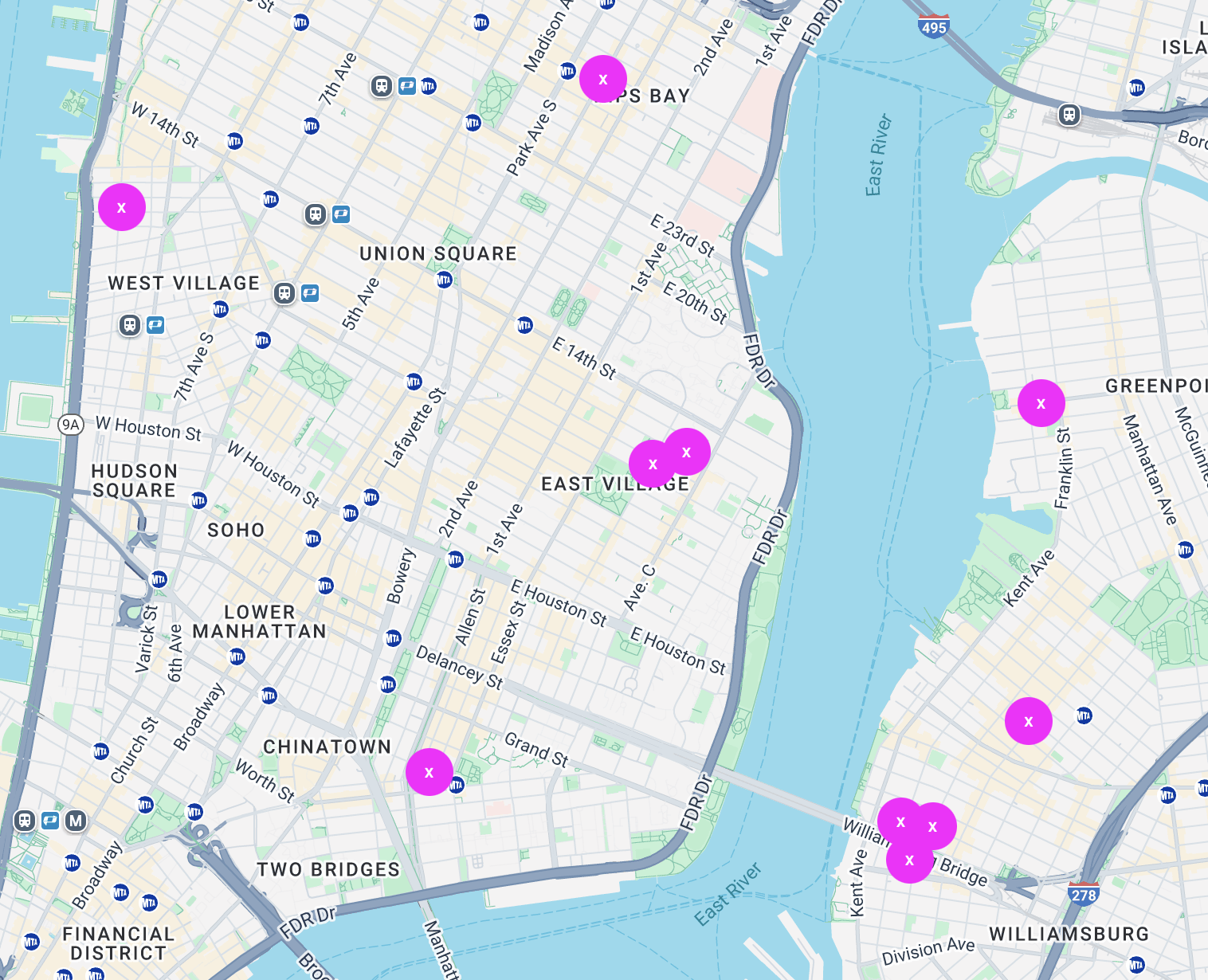 map with pins